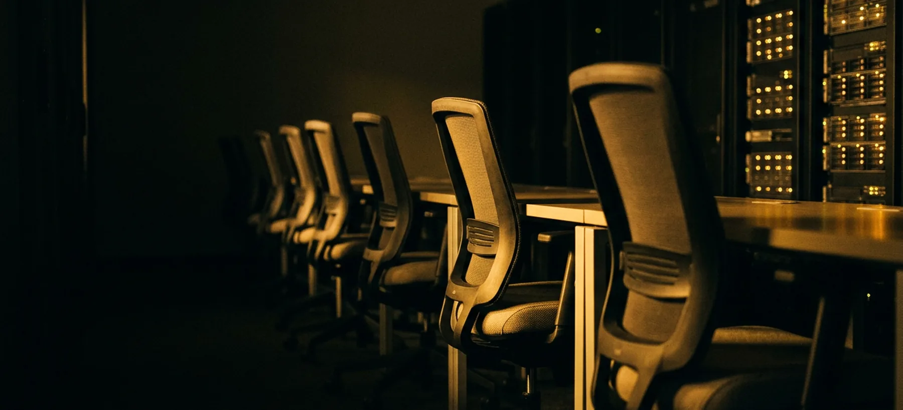 Rows of empty chairs in a training room