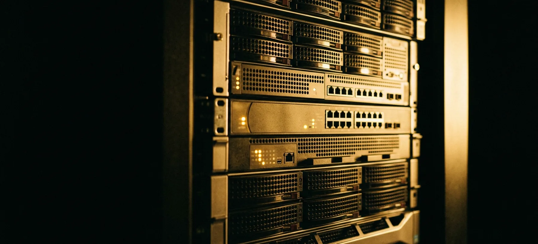 A stack of rack-mounted security appliances