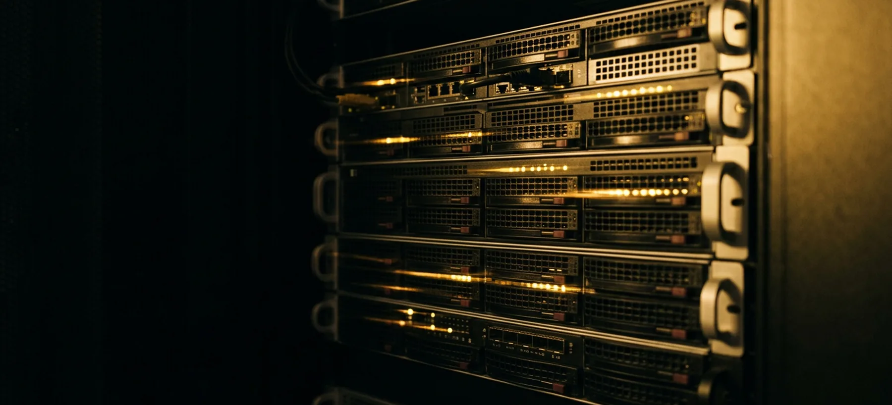 A rack of stacked scanning appliances with activity lights