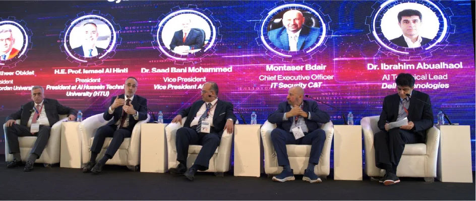 Muntaser Bdair, CEO of IT Security C&T, speaking on a panel at the C8 Conference 2025, Dead Sea, Jordan